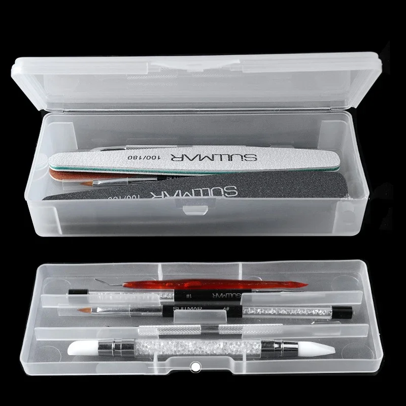File Cabinet Drawer - 1Pc 長方形二層ネイルアートツール空の収納ボックスピンセットバリカンペン研磨ネイルバッファファイルプラスチック容器