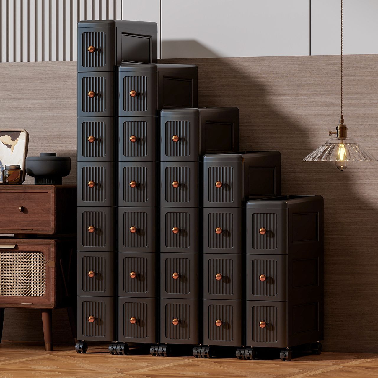 File Cabinet Drawer - 15CMの狭い隙間用引き出し収納キャビネット – キッチン、バスルーム、リビングルーム用の多層ローリングオーガナイザー、スリムな省スペースユニット