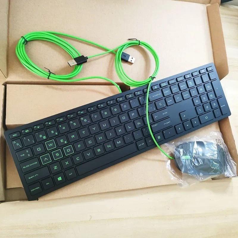 Home Office Layout - スペイン語レイアウトUSB有線キーボードとマウスキット TPC-P001K TPC-P001M HPノートパソコンデスクトップコンピュータ用キーボード