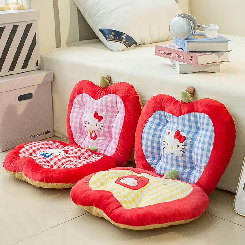 Home Office Cozy - かわいいハローキティのリンゴ型ぬいぐるみクッション漫画椅子シートパッド柔らかく快適なホームオフィス装飾洗える滑り止め
