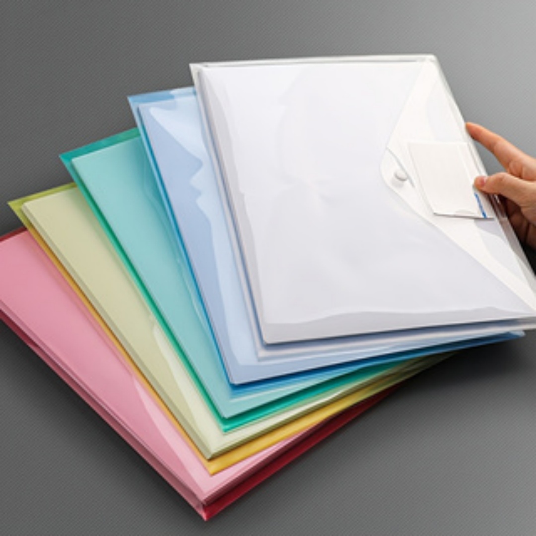 File Cabinet Drawer - ランダムカラー A4 透明防水ファイルフォルダー、ラベルポケット付きドキュメント封筒、学校ビジネスオフィス用ファイルオーガナイザー