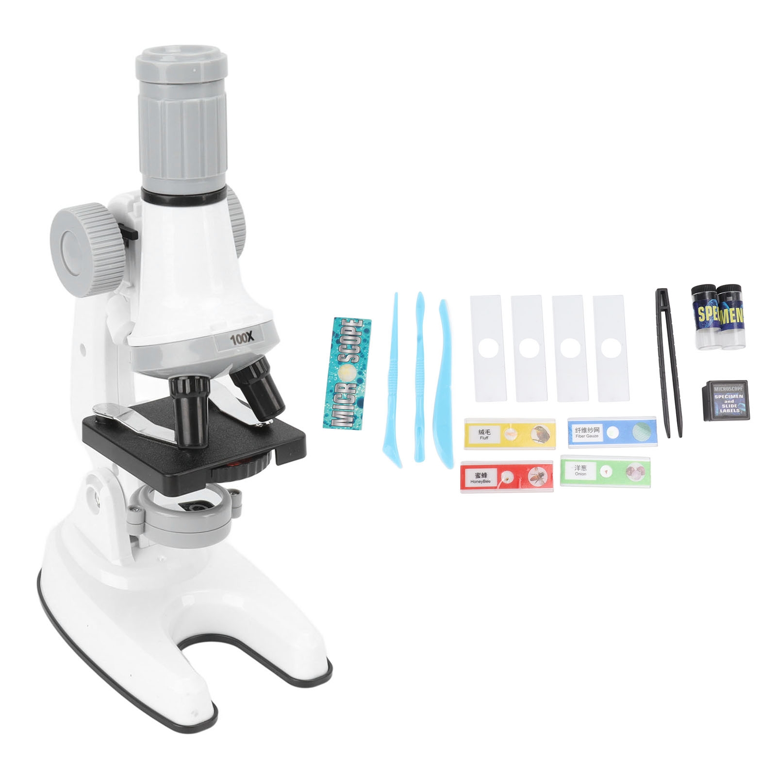 Zoom Lighting Kit - 子供用顕微鏡 100倍 600倍 1200倍ズーム LEDライト付き 科学顕微鏡キット