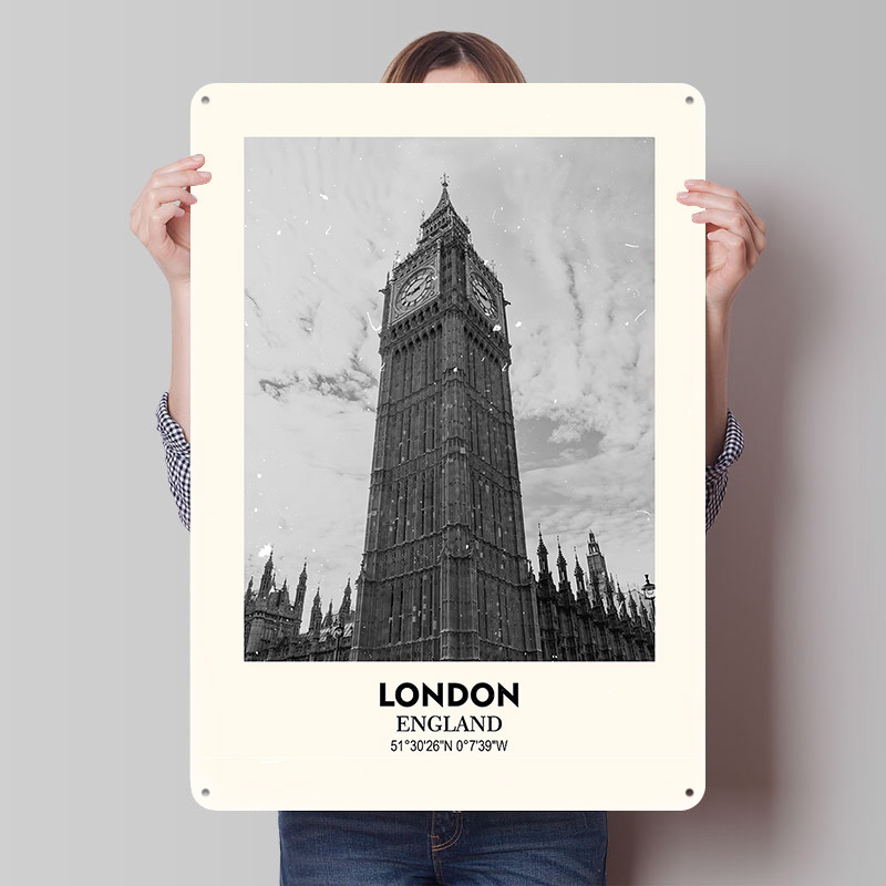 Home Office London - ロンドンビッグベンプリントポスターカスタマイズされたレトロウォールアートヴィンテージメタルブリキ看板ホームオフィス装飾ゲームバスルーム装飾用