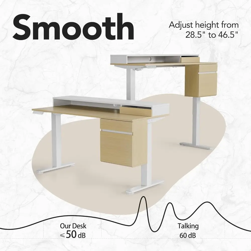 47インチ高さ調節可能な電動スタンディングデスク、収納引き出 - Standing Desk Electric のレビューと価格