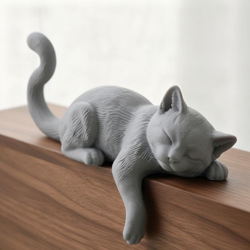 3Dプリントされた怠惰な猫のモニターエッジオーナメント、キュ - Home Office Cozy のレビューと価格