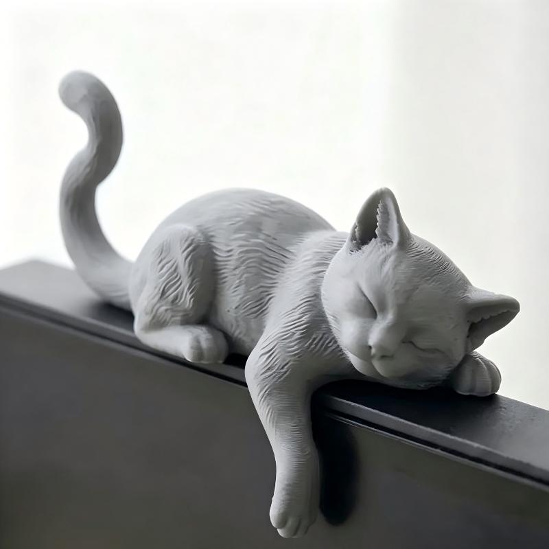 3Dプリントされた怠惰な猫のモニターエッジオーナメント、キュ - Home Office Cozy のレビューと価格