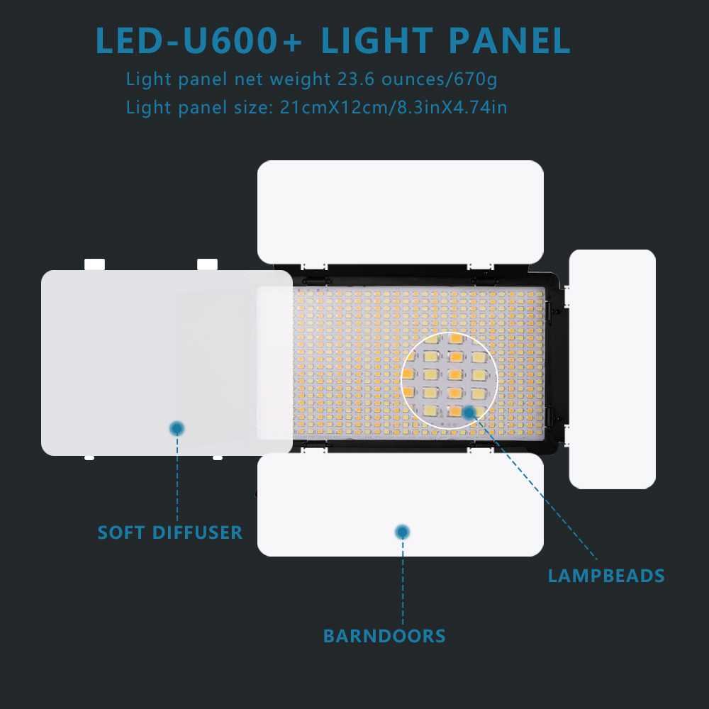 U800 RGB フォトライト LED フォトスタジオライト - Zoom Lighting Kit のレビューと価格