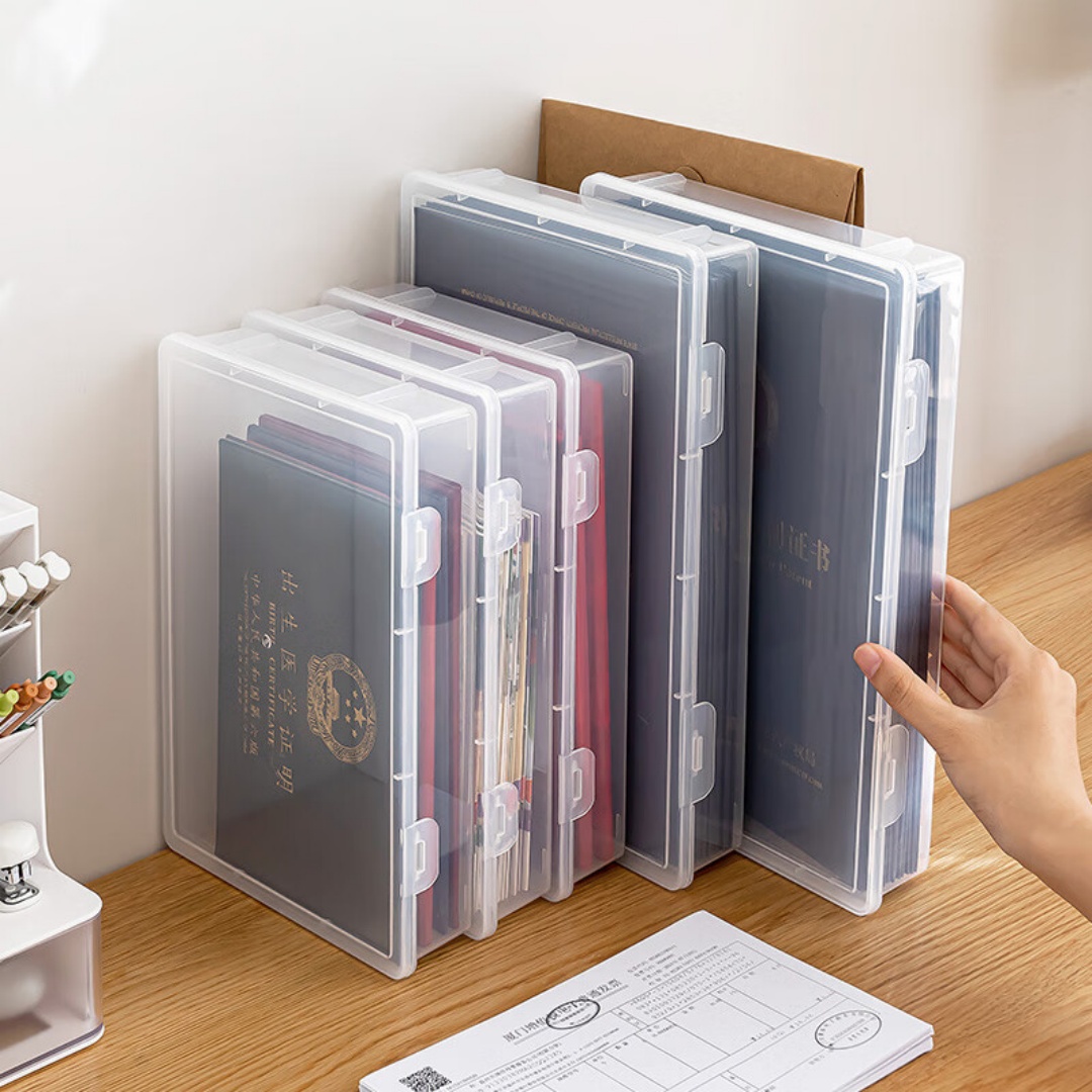 積み重ね可能な透明な A4 ドキュメント収納ボックス ラッチ - Home Office Jobs のレビューと価格