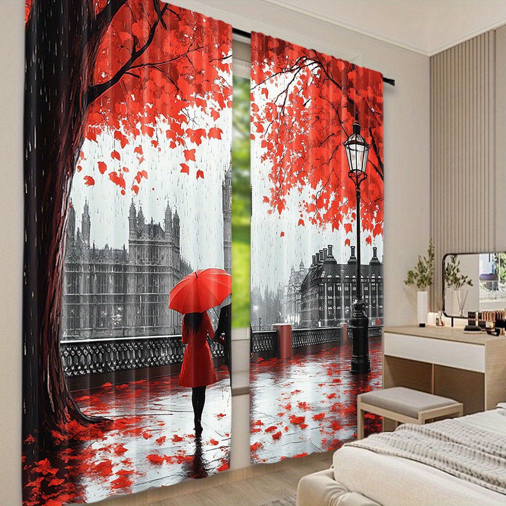 ロマンチックな秋の紅葉カーテン秋の葉の窓カーテンロンドンスト - Home Office London のレビューと価格